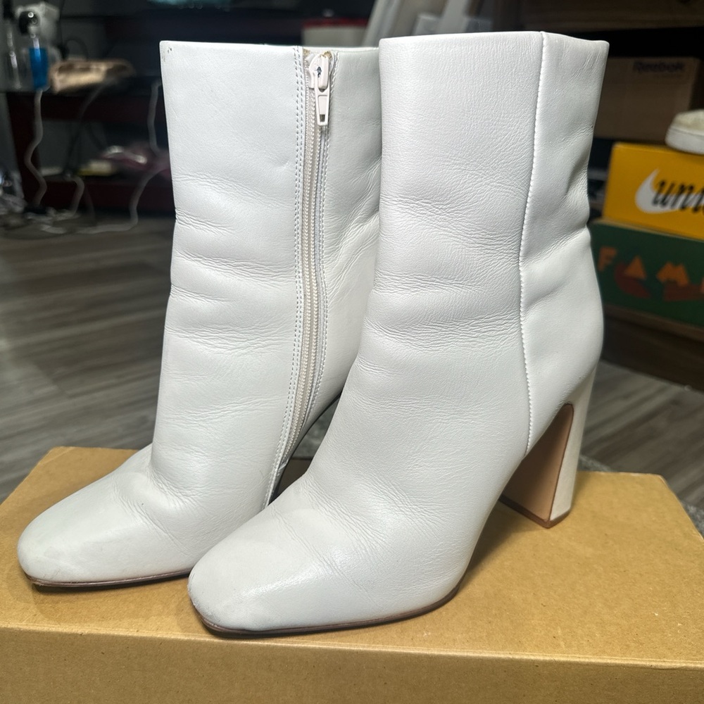 6.5 IVORY MID-CALF STEVE MADDEN BOOTIE HEEL